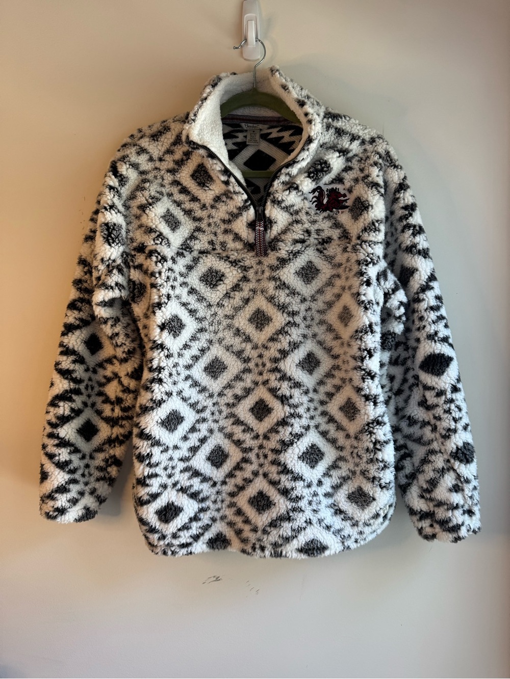 Pressbox Black & White Geometric Sherpa Pullover - Gamecocks